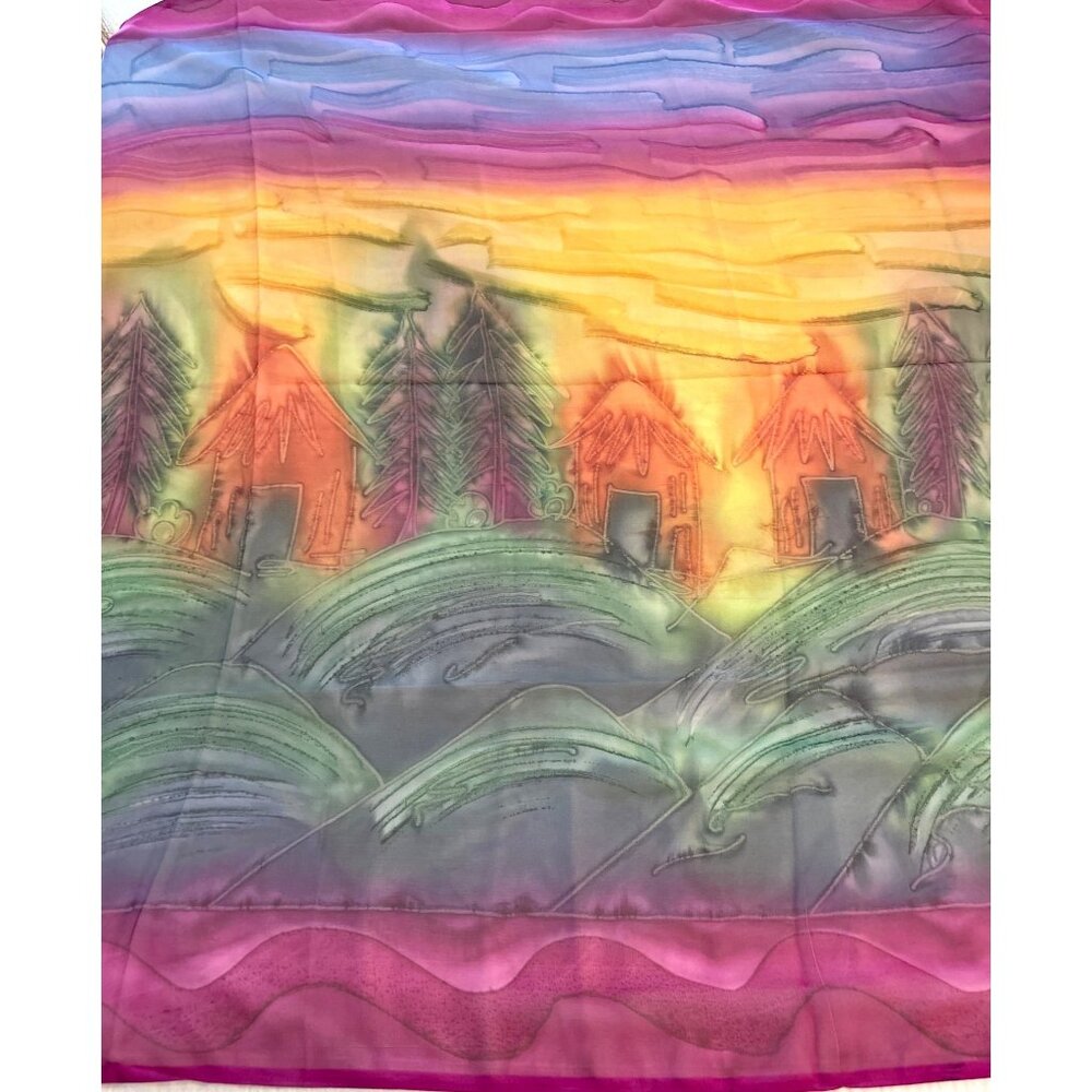 VTG 90s Caribbean Sunset Village Sarong Bathing Swimsuit Cover Up Wrap India NIB - Picture 7 of 10